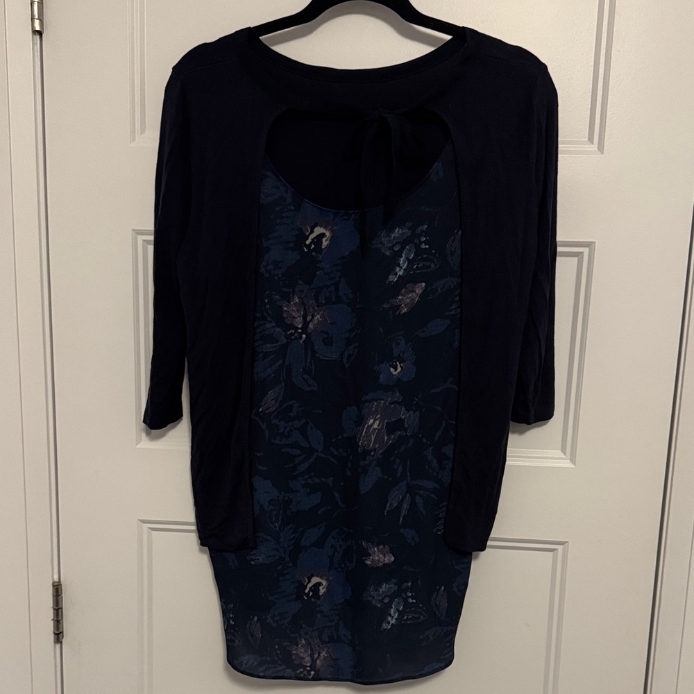 RW&CO. Navy Floral Women's Blouse